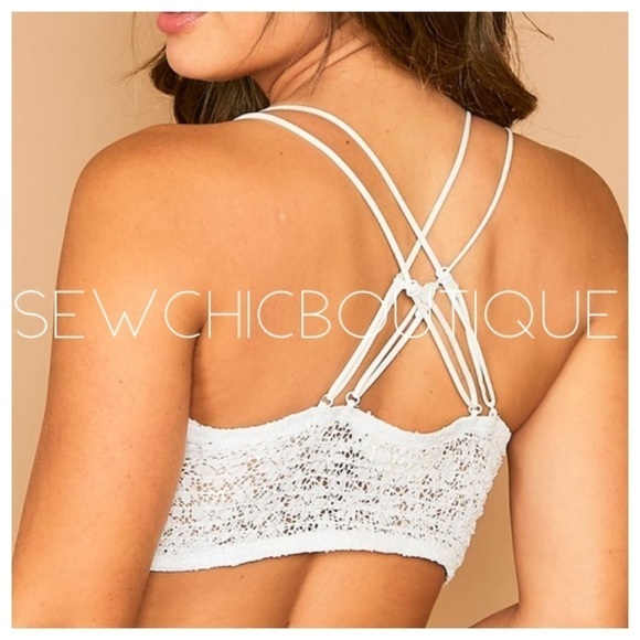 Star Shape Crochet Mesh Lace Bralette Ivory - Picture 2 of 8